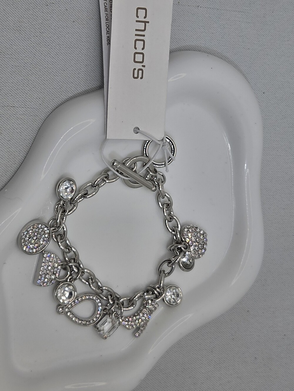 ✨ Chico’s Limited Edition Silver Rhinestone Miracle Charm Bracelet NWT ✨